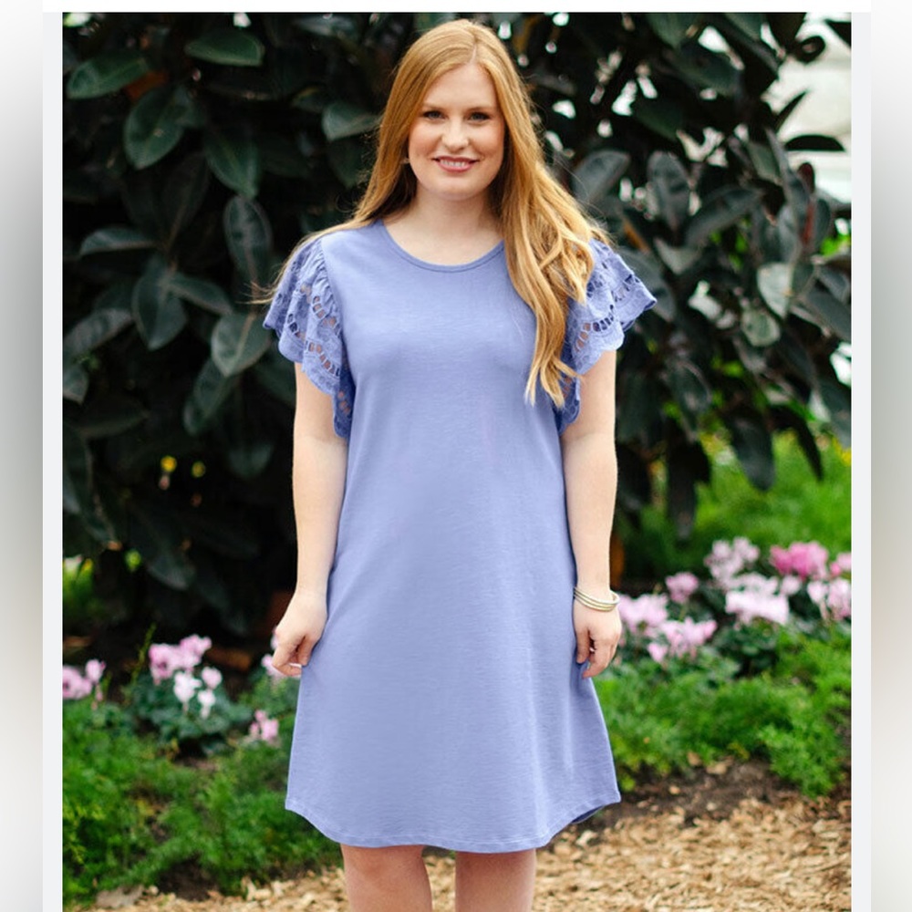 Matilda Jane Lavender Dress with Lace Sleeves